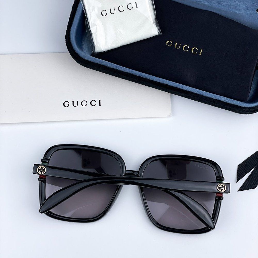 SALE! NEW GUCCI GG1066S 001 Black Gray Gradient Butterfly Women Sunglasses - Picture 11 of 12